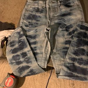 High rise tie dye jeans